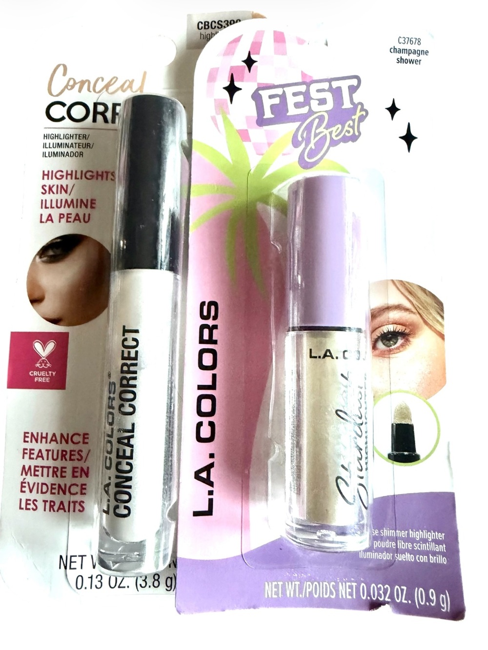 $ Sale L.A. Colors 2pc set  Conceal Correct & Fest Best Highlighter Shimmer Duo